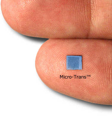 The Micro-Trans™ micro needle patch allows drugs to be delivered into the dermis without limitations on size or skin characteristics